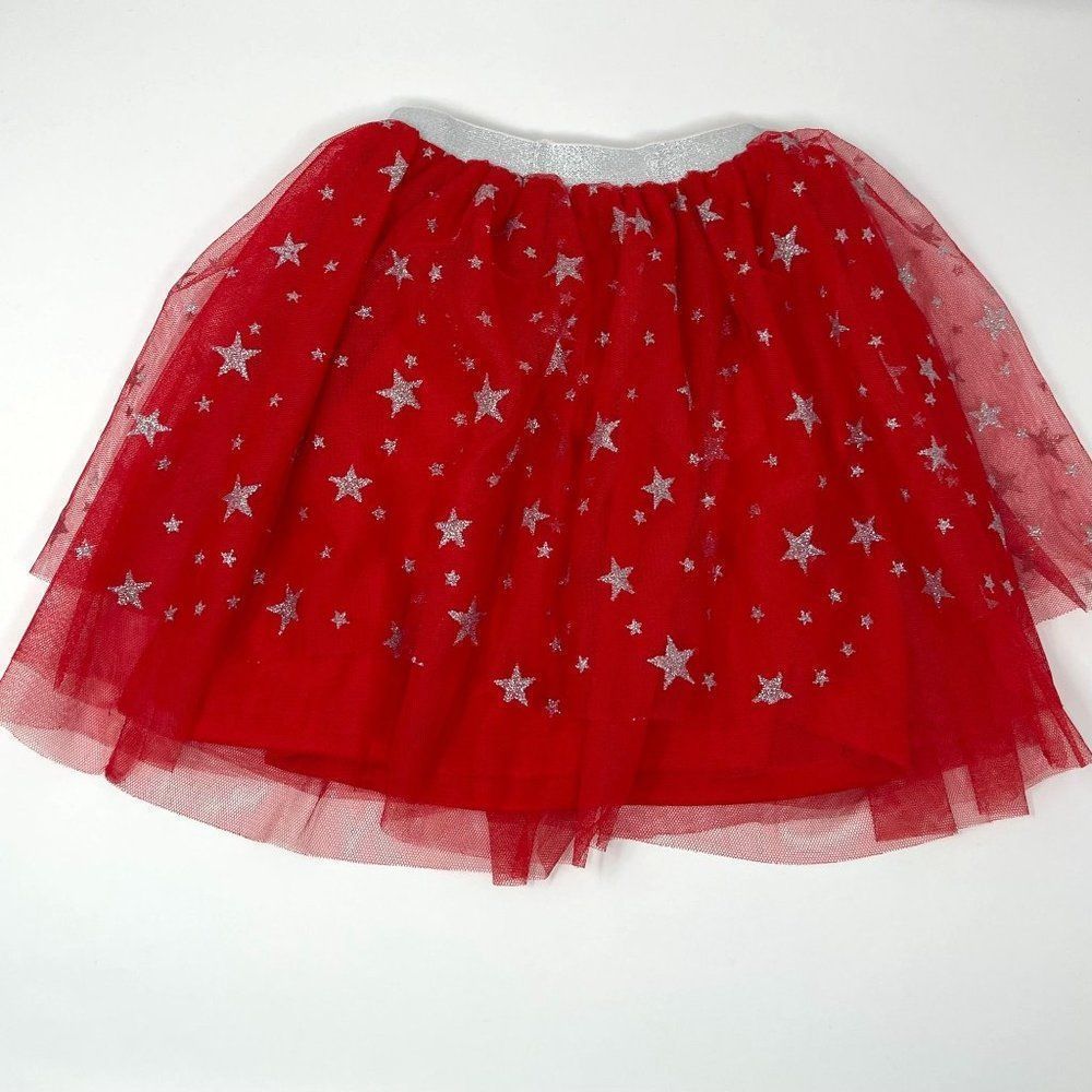 Red Star Print Tulle Skirt for Kids - Picture 2 of 7